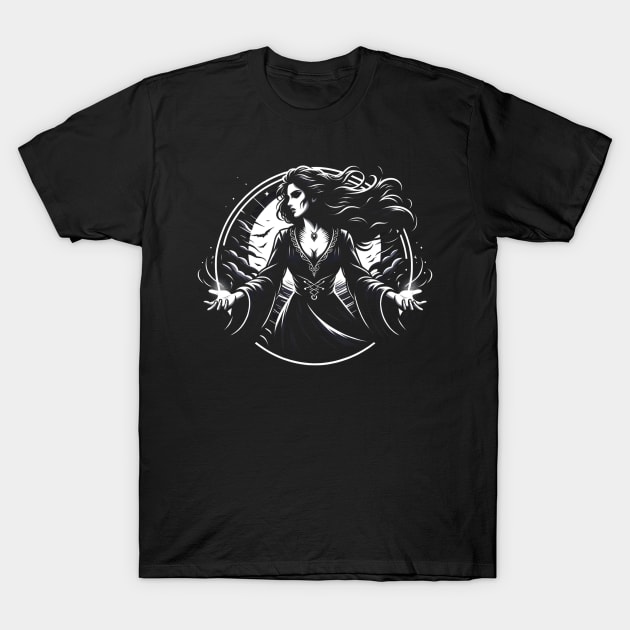 Moonlit Sorceress - Dark Fantasy T-Shirt by Fenay-Designs